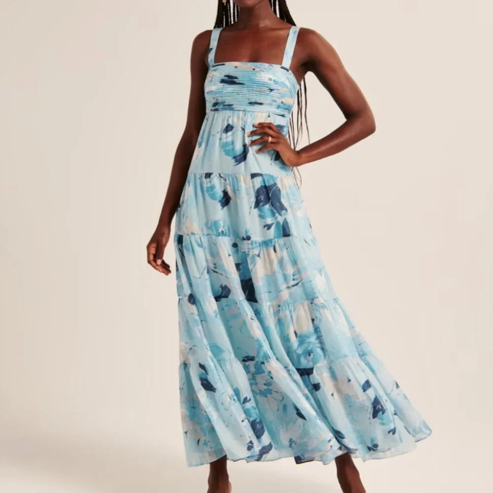 Abrecrombie Tiered Ruched Babydoll Maxi Dress - Picture 4 of 4